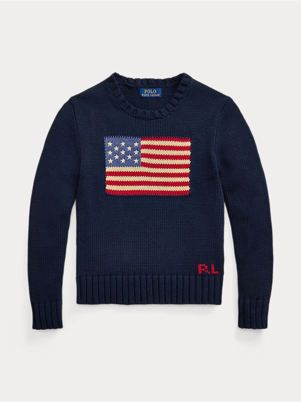 Polo Ralph Lauren Kids Iconic American Flag Sweater Hunter Navy Boys XL NWT